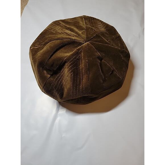 Vintage Brown Velvet Marida 70s Hat Cap Beret - Picture 6 of 9